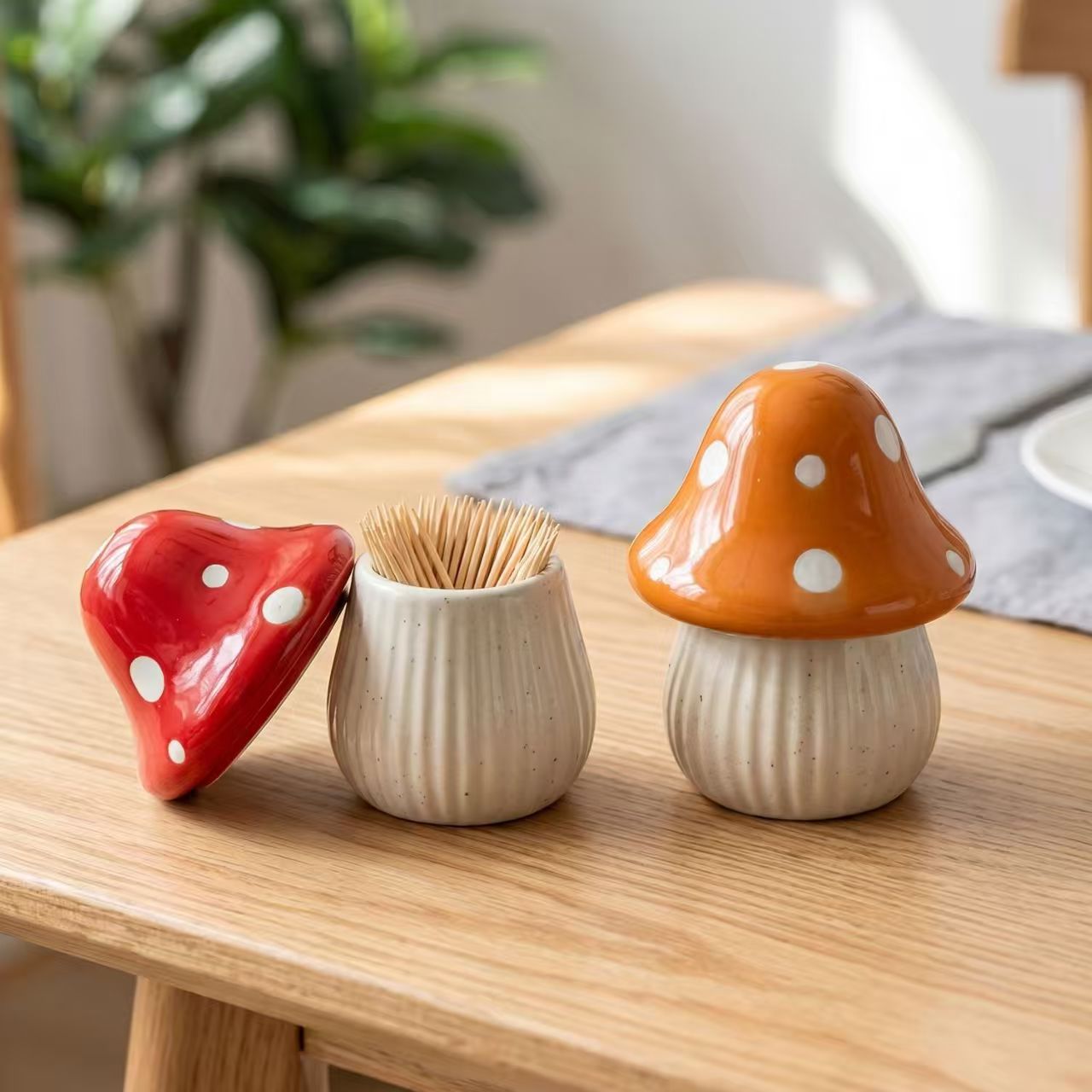 Kitchen Zo - Cartoon Mushroom Ceramic Storage Jars Home