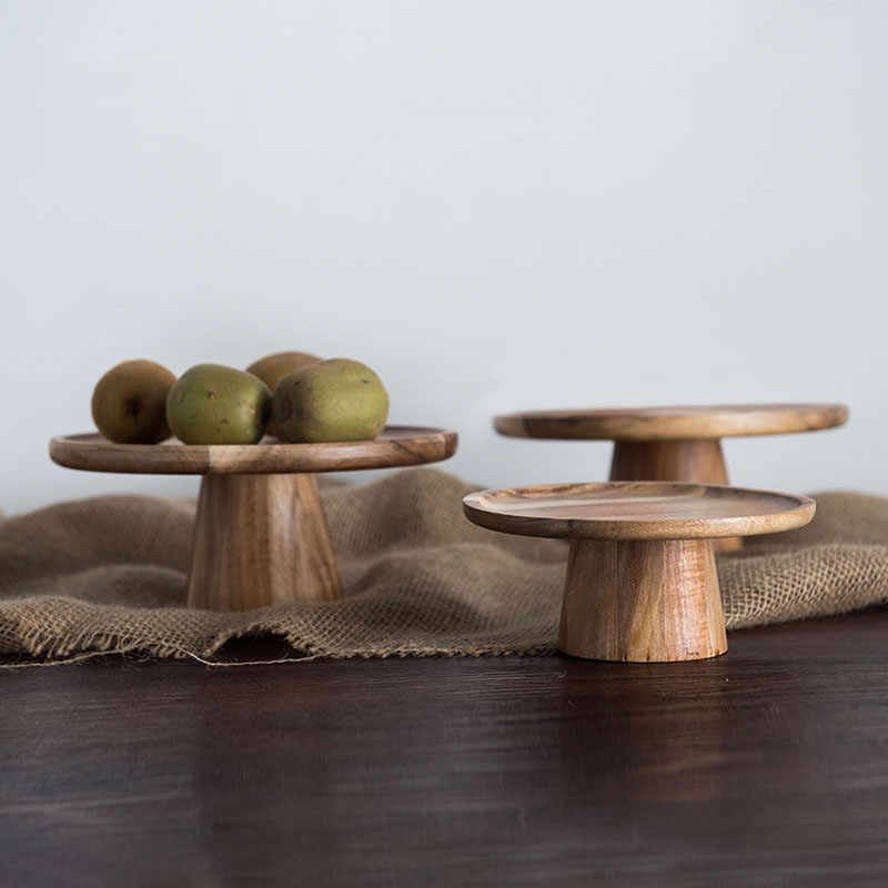 Cake Board Round - KEMORELA High Stand Wooden Cake Plate