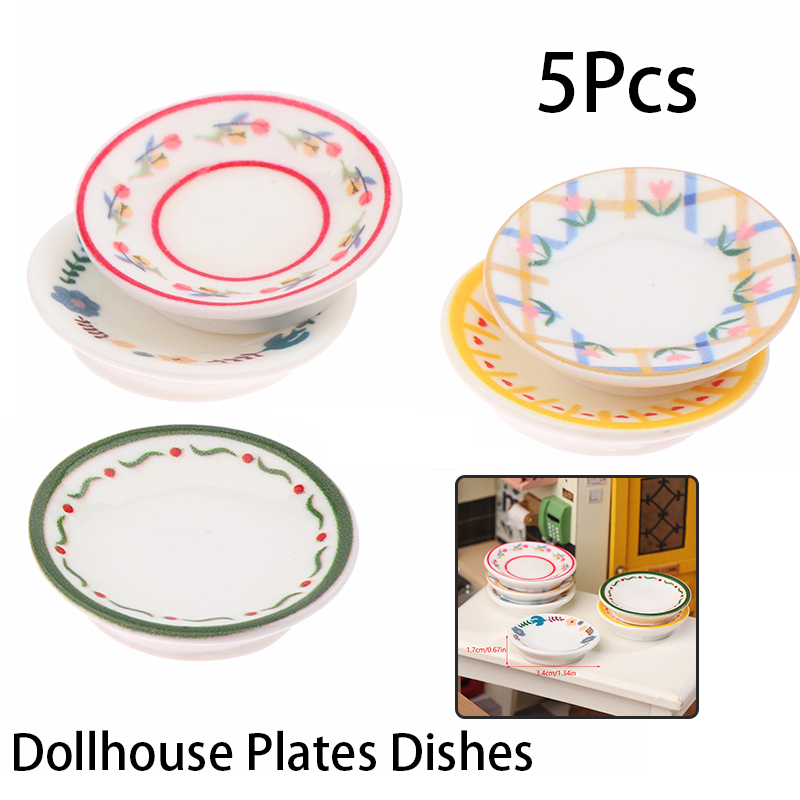 Kitchen Baking Organization - 5Pcs 1/12 Dollhouse Mini Plates Dishes