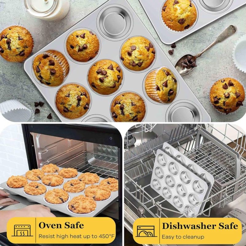 Muffin Tin Nonstick - DT39 Stainless Steel Muffin Pan 12-Cup