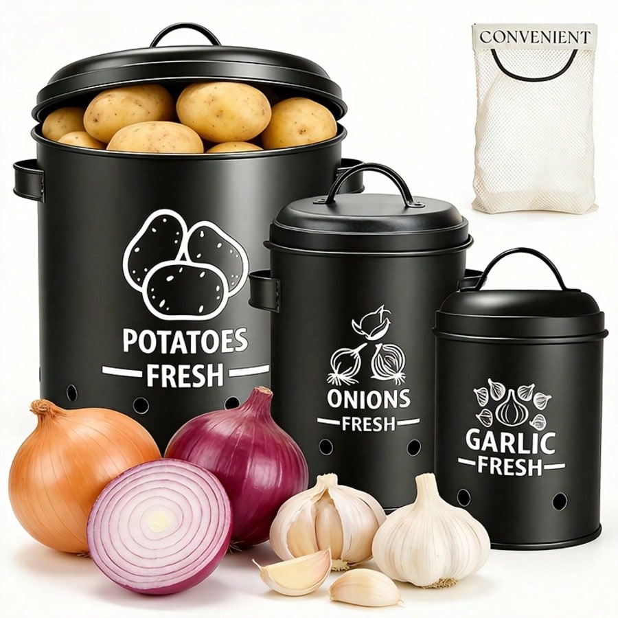 Kitchen Zo - Potato Onion Garlic Storage Bin Set