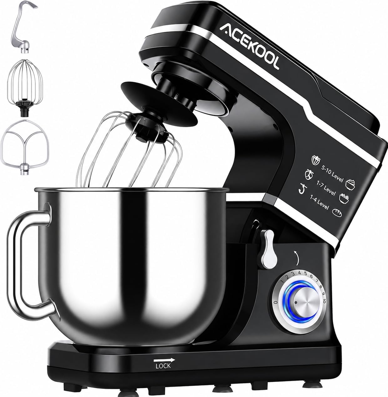 Kitchen Baking Blender - Tacleekii 7.5QT Tilt-Head Stand Mixer 10-Speed