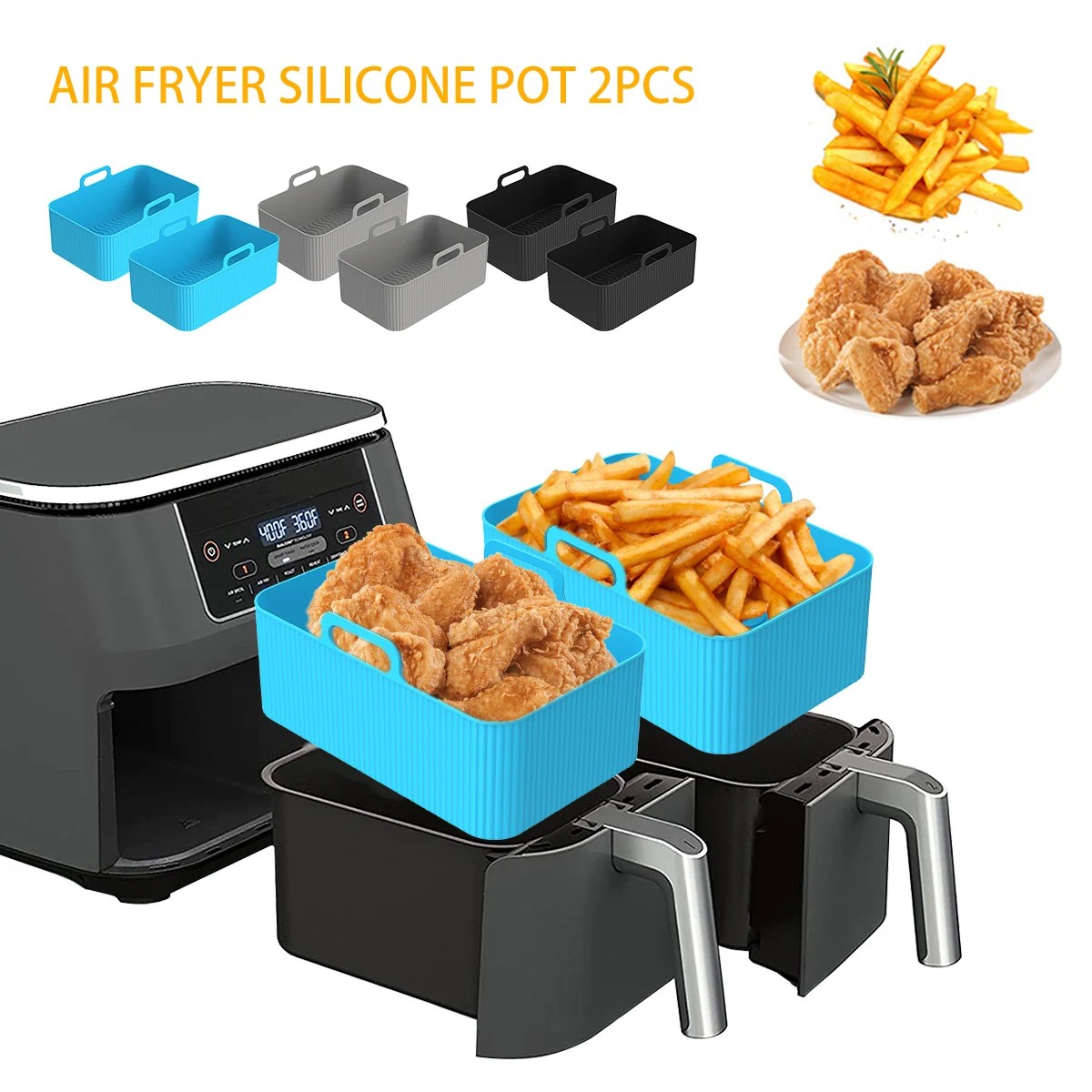 2Pcs Air Fryer Silicone Liner  - Kitchen Oven Baking Pans review and price