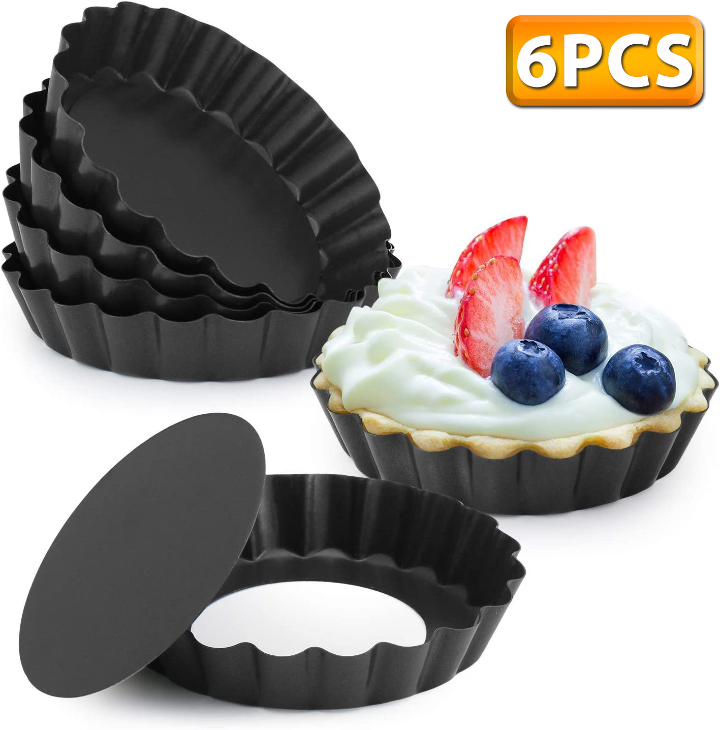 6 Pcs Mini Tart Pans 4 Inch wi - Muffin Tin Nonstick review and price