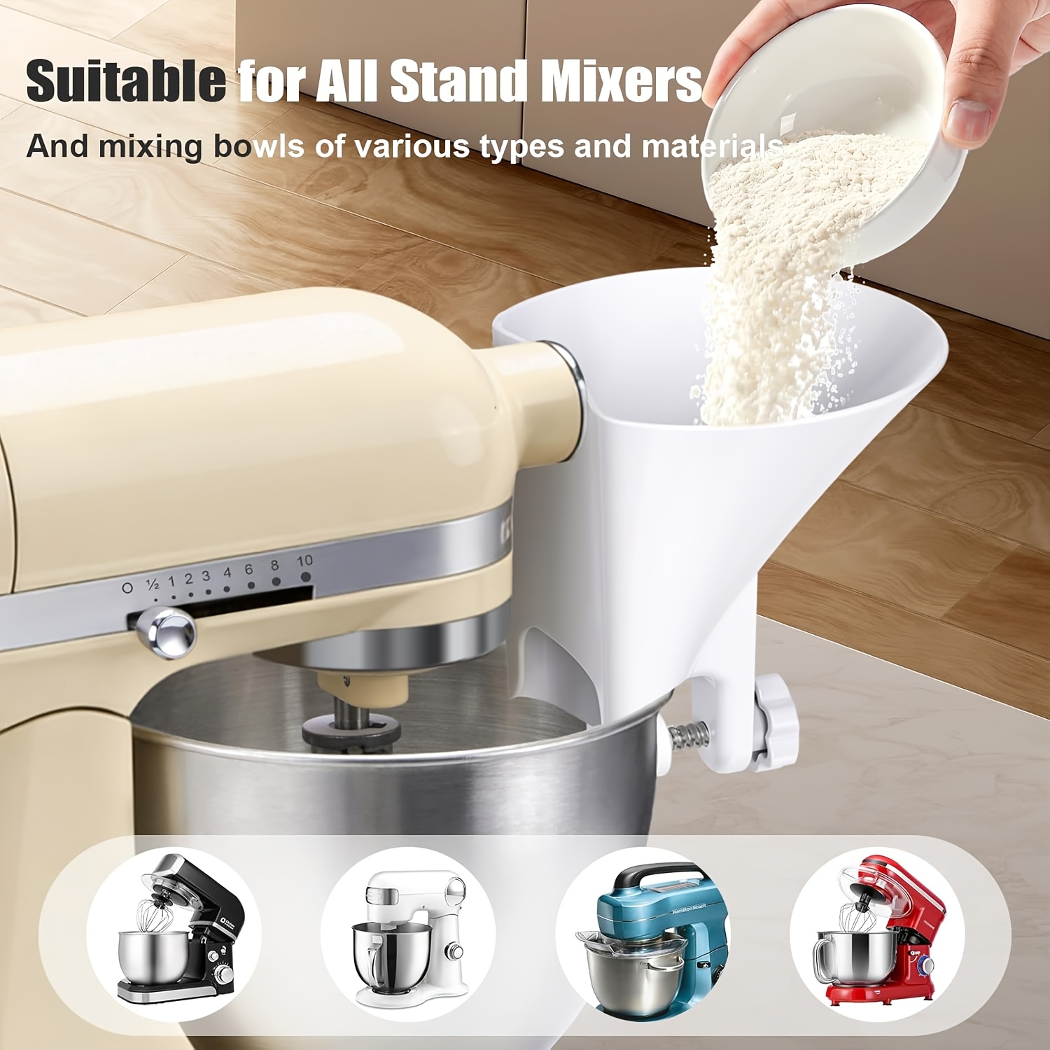 Wide Mouth Flour Funnel Dough  - Kitchen Aid Baking Mixer review and price