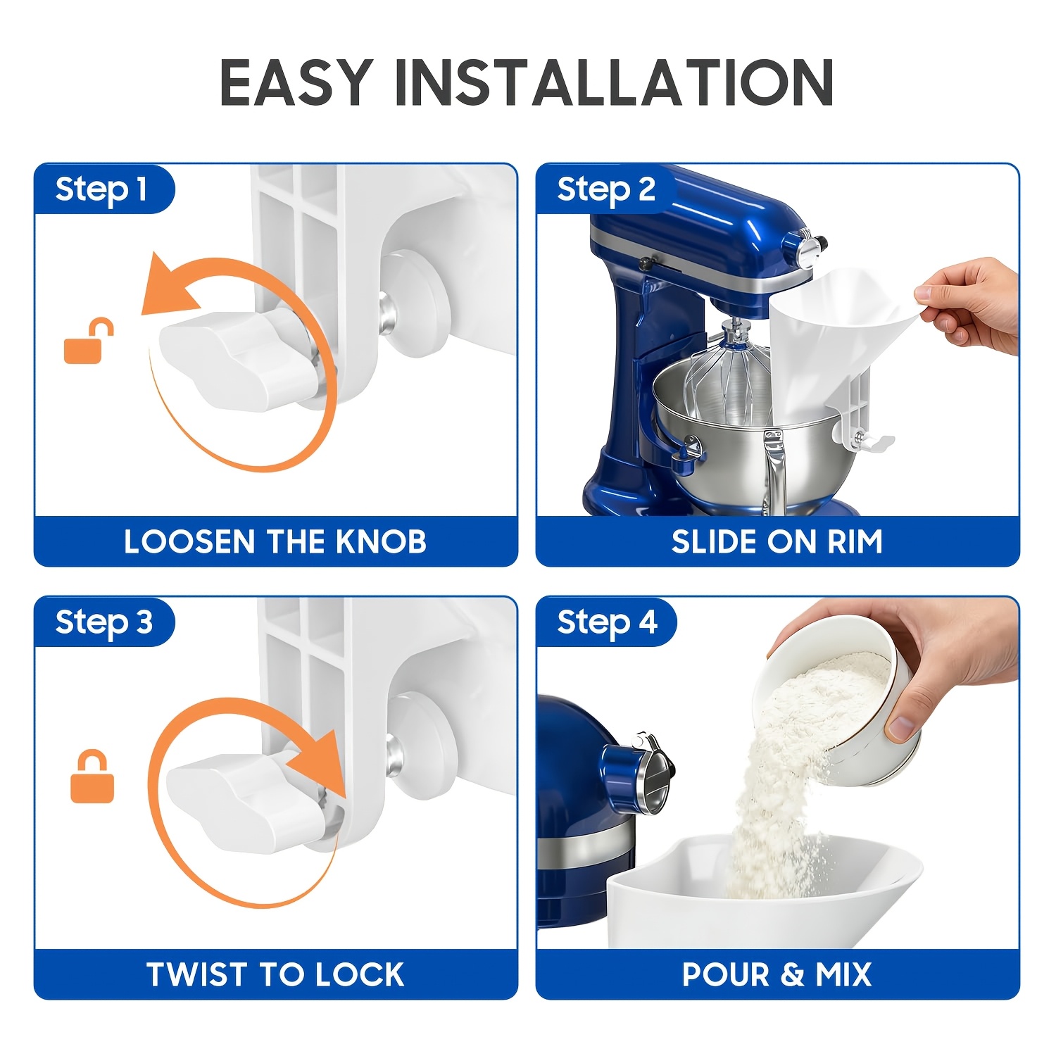 Wide Mouth Flour Funnel Dough  - Kitchen Aid Baking Mixer review and price