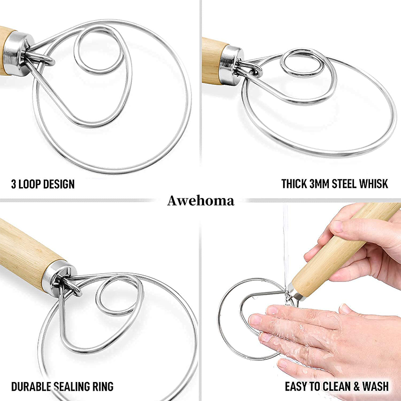 Large Hand Danish Dough Whisk  - Kitchen Baking Blender review and price