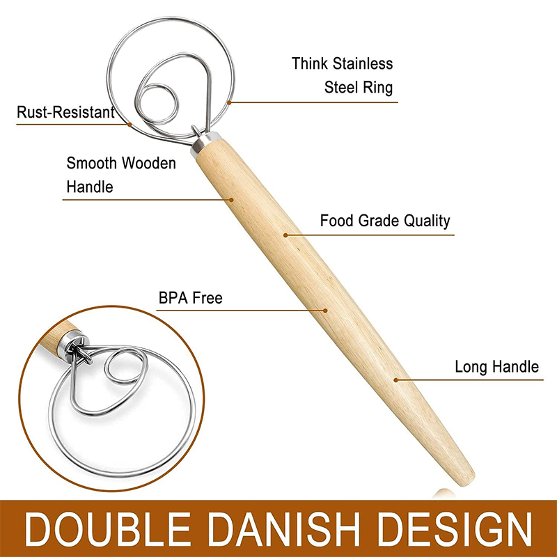 Large Hand Danish Dough Whisk  - Kitchen Baking Blender review and price
