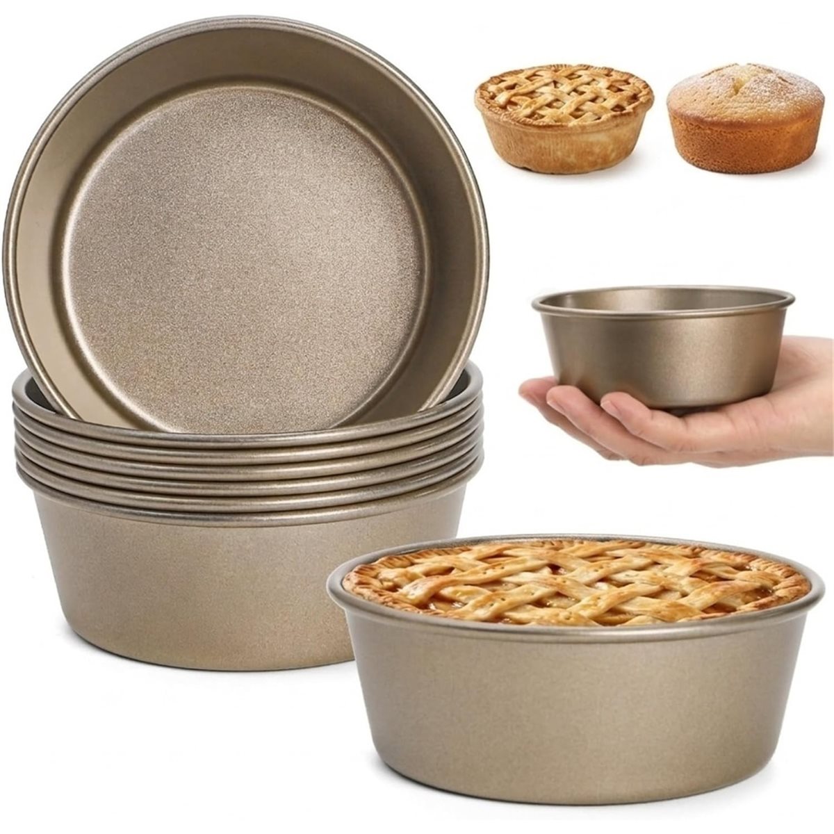 8 Pack Mini Pie Pans, 4 Inch R - Muffin Tin Nonstick review and price