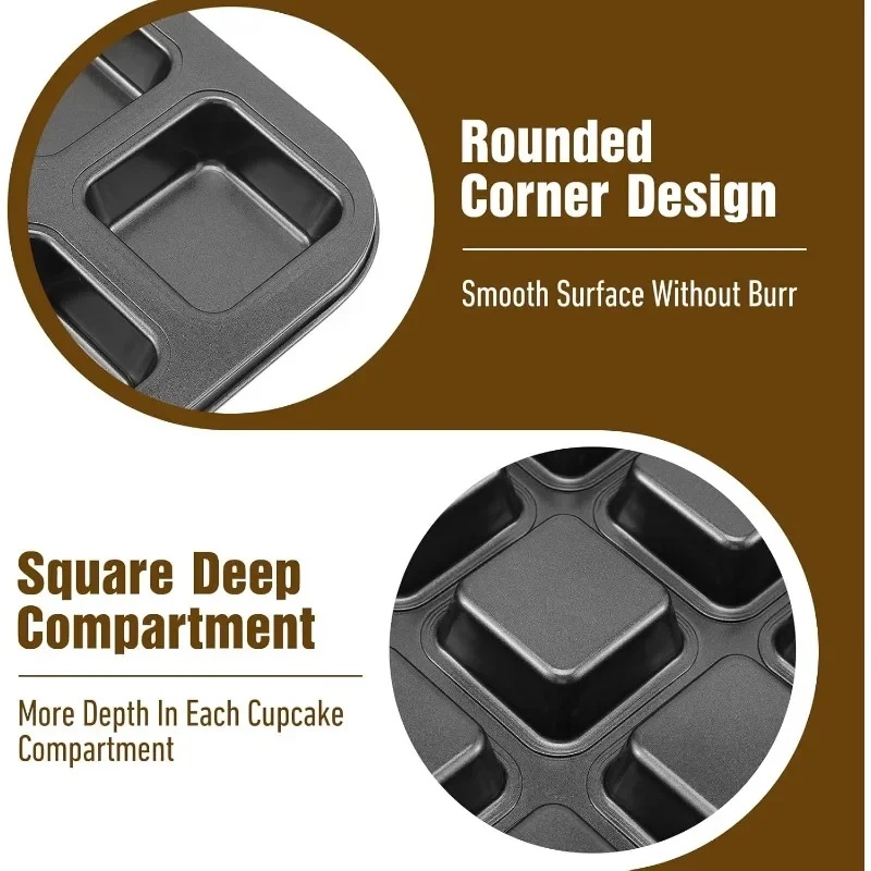 12 Cavity Baking Tray Square M - Muffin Tin Nonstick review and price