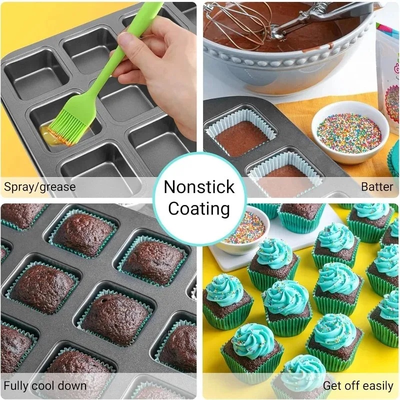 12 Cavity Baking Tray Square M - Muffin Tin Nonstick review and price