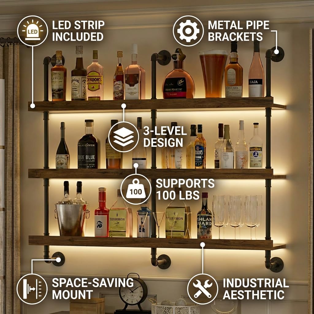 Wall Mounted Wine Rack With LE - Kitchen Zo review and price