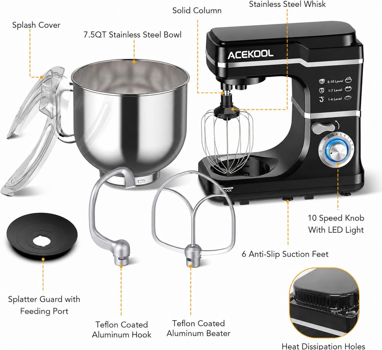 Tacleekii 7.5QT Tilt-Head Stan - Kitchen Baking Blender review and price