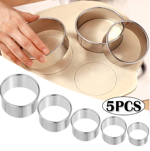 5PCS Round Stainless Steel Bis - Kitchen Baking Utensils review and price