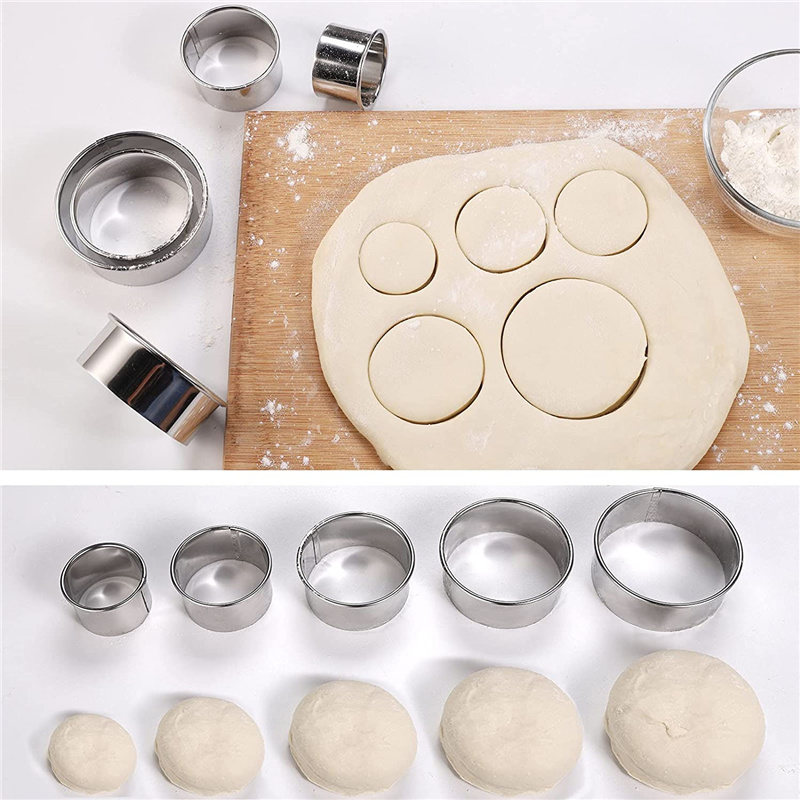 5PCS Round Stainless Steel Bis - Kitchen Baking Utensils review and price